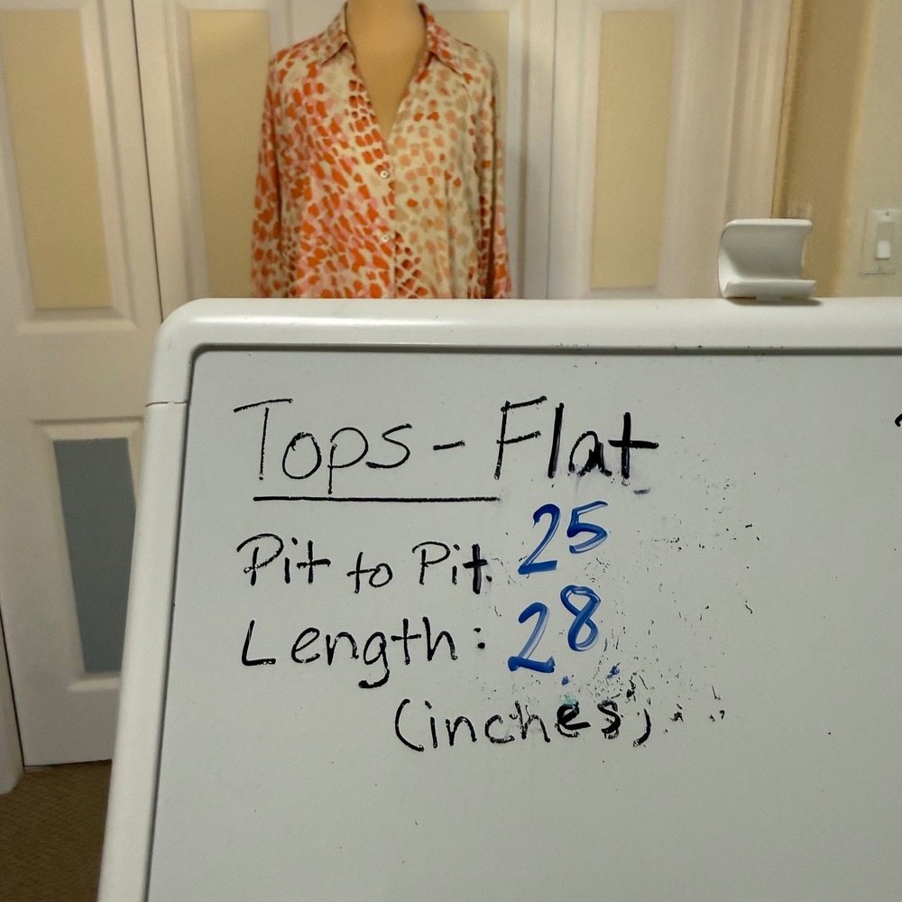 Cabi 6081 Go-To Orange Pink Abstract Animal Print Button Down Blouse Large L - Picture 7 of 7